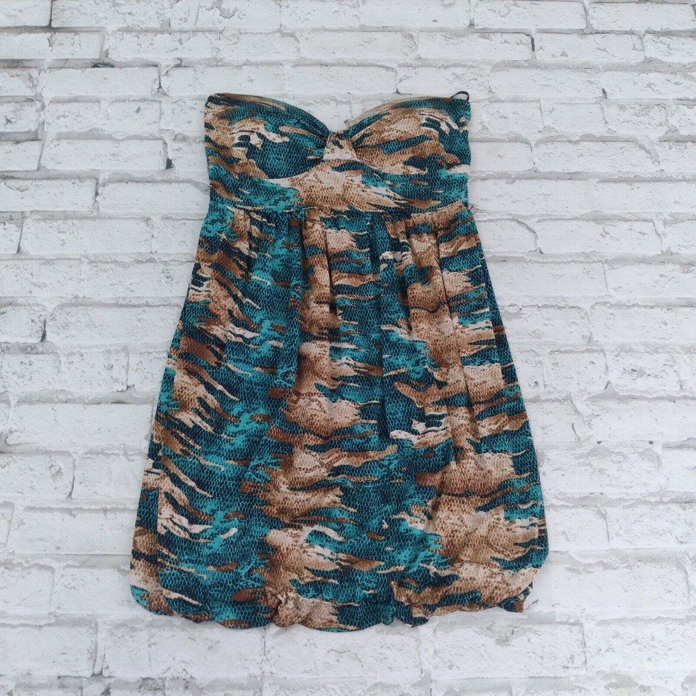 Wet Seal Dress Womens Medium Animal Print Strapless Padded Lined Y2K 90s Mini